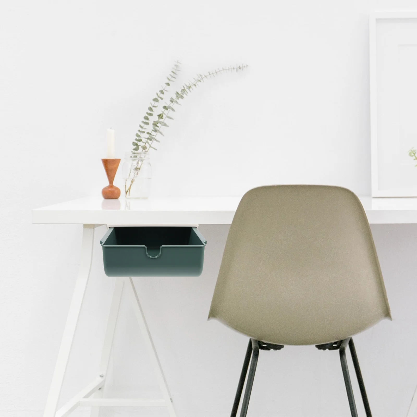 

Under Desk Organizer Hidden Drawer Storage Box Adhesive Table Bottom Container For Office School Kitchen Self-Adhesive Tray