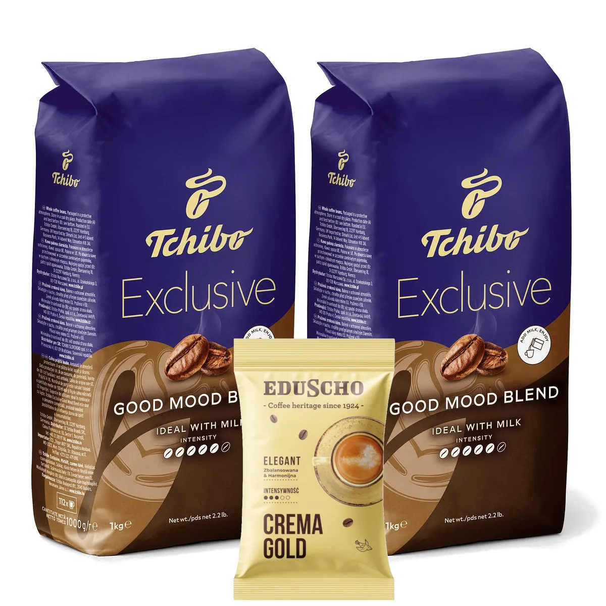 TCHIBO Exclusive Good Mood Kaffee 2x1kg + FREE Crema Gold 100g