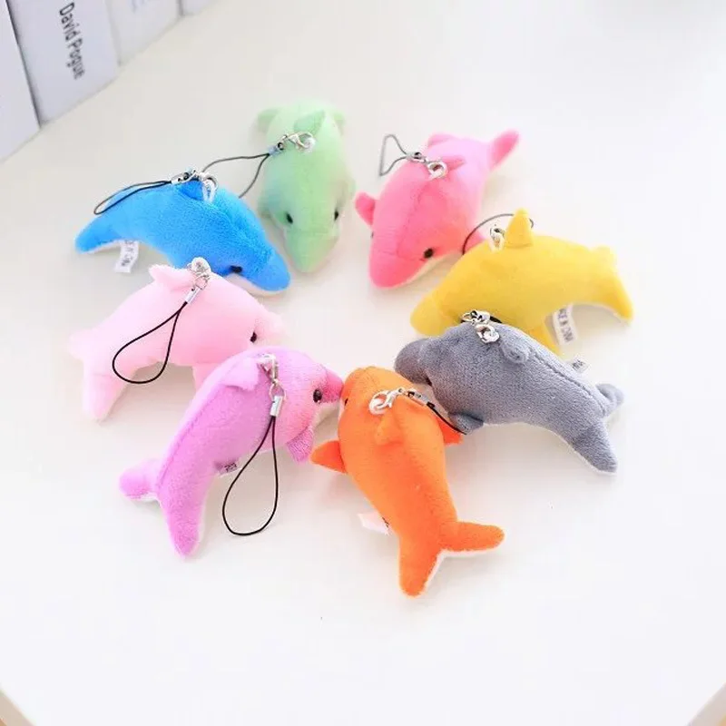 5Pcs 8CM  Mini Dolphin Doll Toy Keychain Cute Dolphin Stuffed Plush Toy Pendant Backpack Decoration Festivals Party Small Gifts