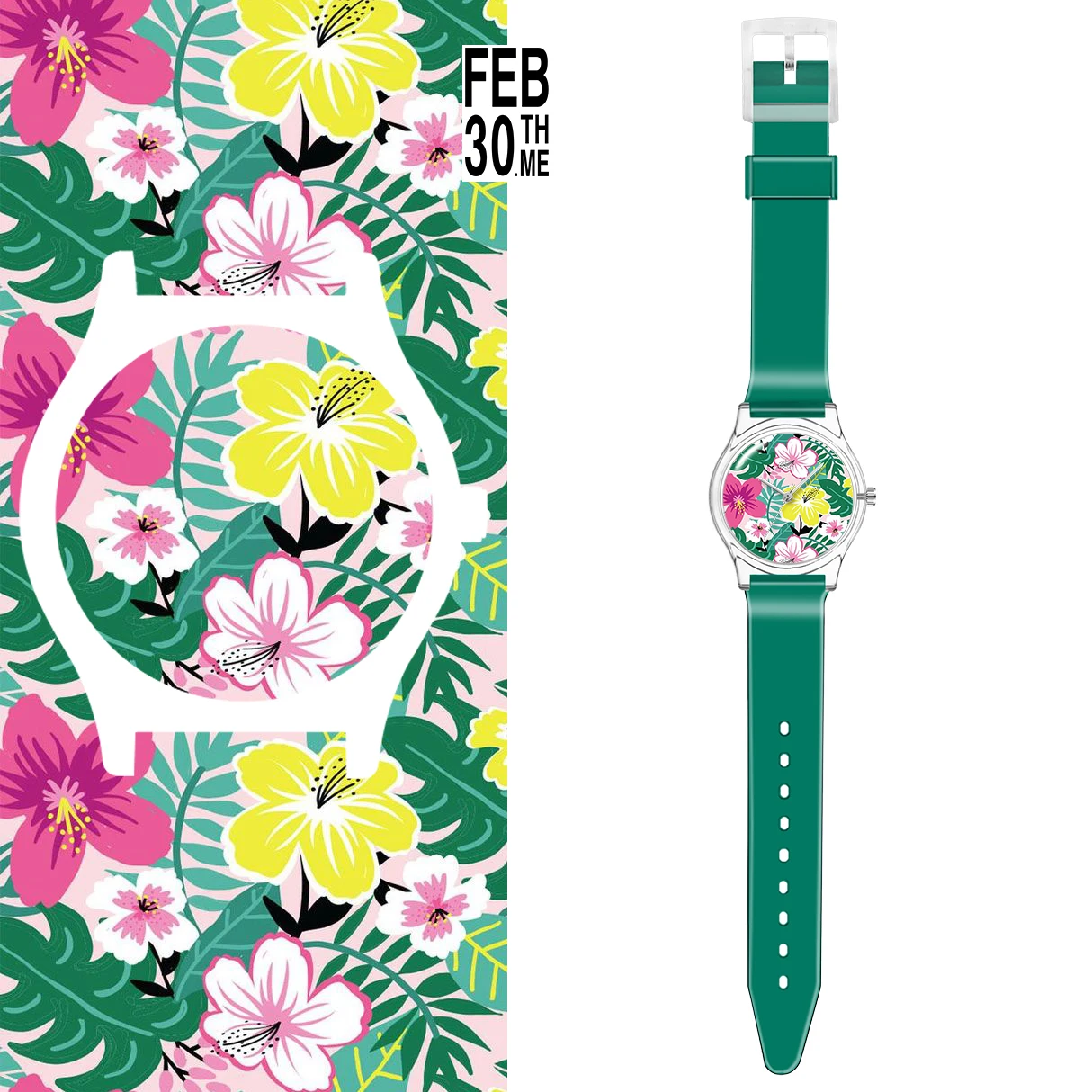 Custom Pattern Wrist Watches Customise Picture Printing on Watch Dial PVC Band Plastic Wristwatch