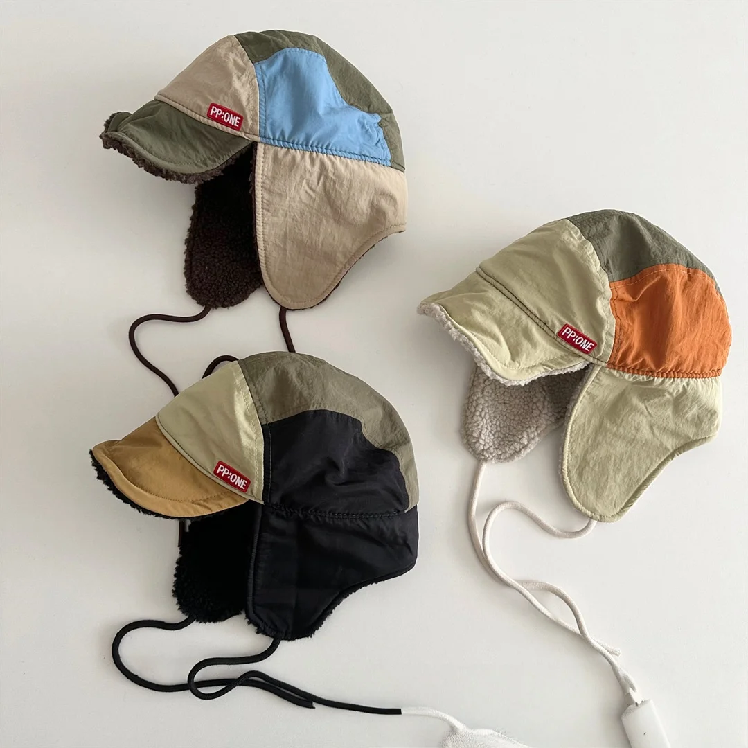 أطفال سميكة الصوف الأذن رفرف الصياد قبعة خليط لينة حافة الشتاء الدافئ قبعة الطفل للأطفال عادية في الهواء الطلق يندبروف قبعة #4