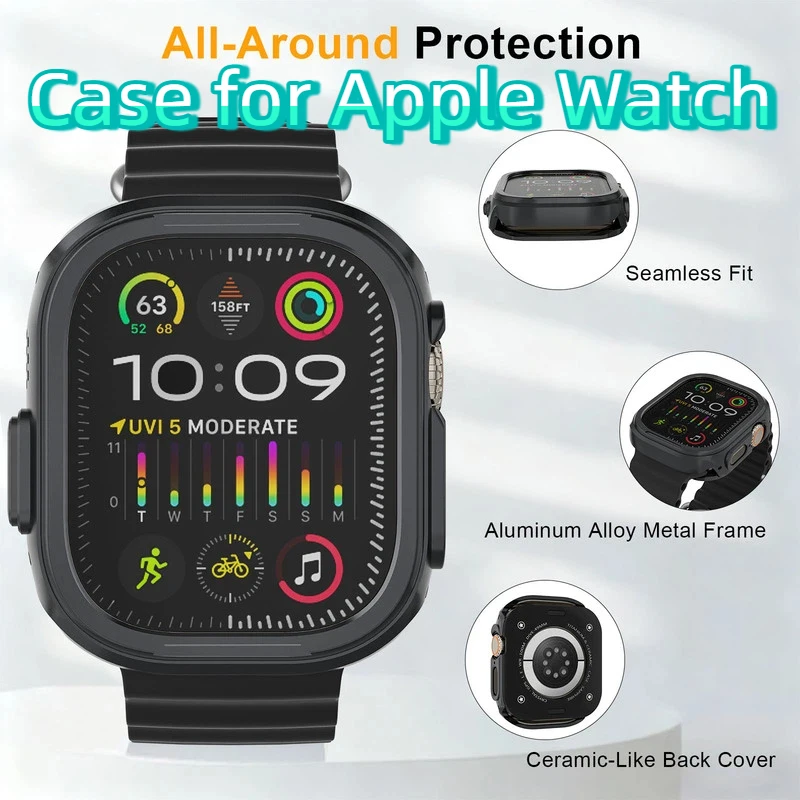 apple-watch用グレーケース、時計アクセサリー保護ケース、ウルトラメタルアンチドロップオールインクルーシブケースに適しています。