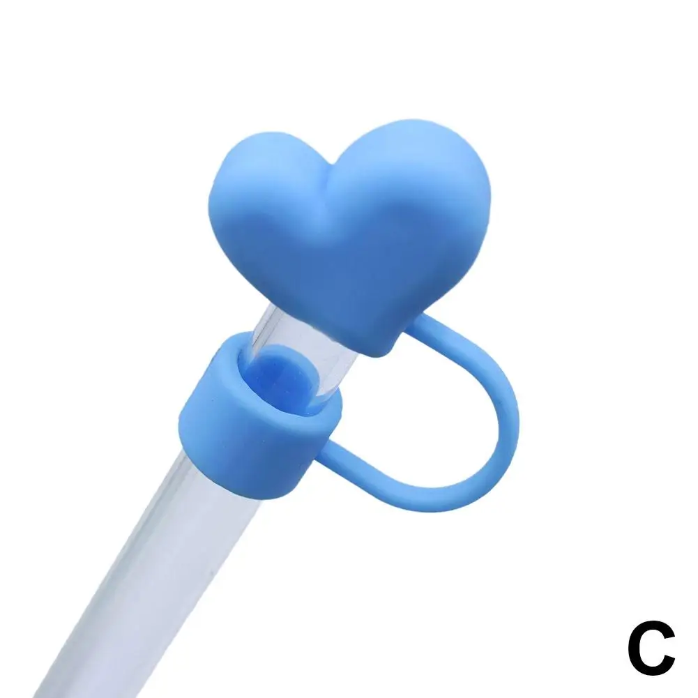 Tapa de cubierta de paja de amor, adornos de paja de silicona reutilizables para taza, cubierta de pajitas a prueba de fugas y polvo para accesorios de vaso N6s2