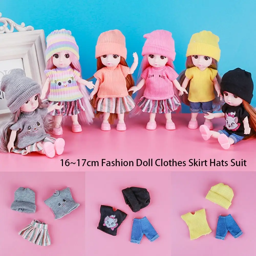 New For 16~17cm Doll Clothes Fashion Dress Up Doll Clothes Hats Dolls Skirt Suit Children Best Gifts DIY Doll Accessories