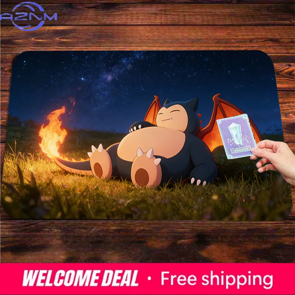 Snorlax Charizard Fusion Nachthimmel TCG Spielmatte Rutschfeste Schreibtischunterlage