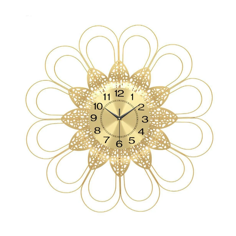 

60CM Luxury Large Metal Flower Wall Clock Modern Design Minimalist Style Iron Art 3d Decoration Clocks Big Wall Watch Home Decor