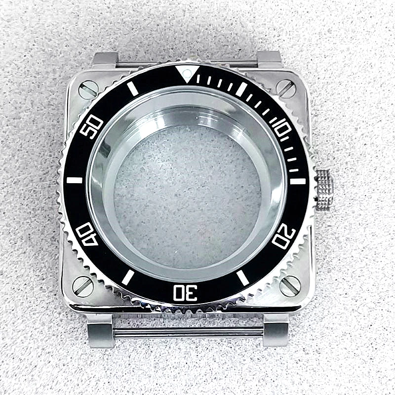 

Mod 42mm Silvery Shadow NH35 Watch Case Square Stainless Steel Sapphire Crystal Fits NH35 NH36 7S26 4R35 Automatic Movement