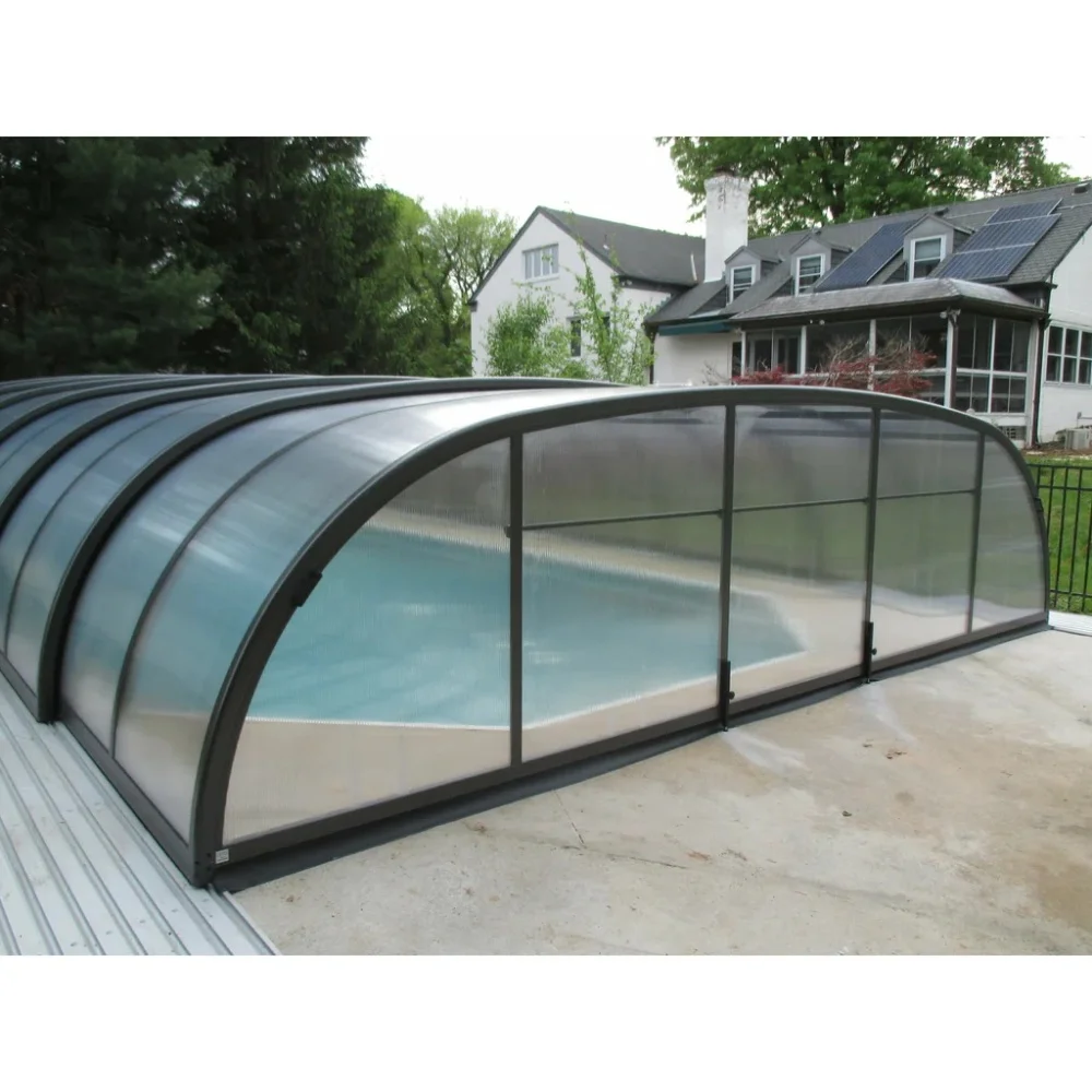 Large Size Motorized Retractable Pool Sunroom Cover Outdoor Mobile Swimming Pool Enclosure Manufacturer in Chinapromote sales