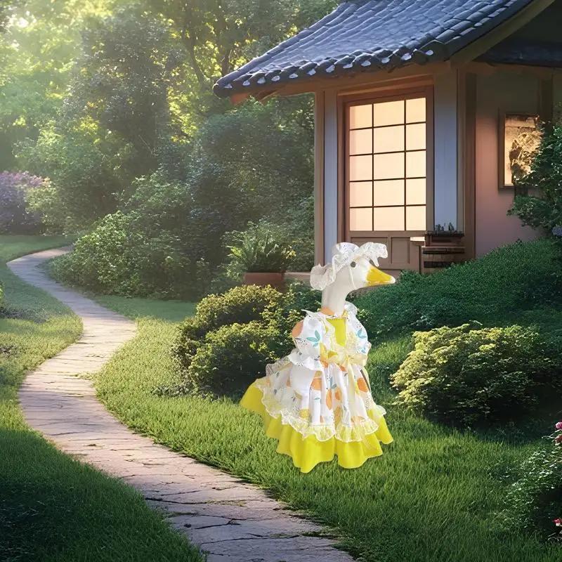 Porch Geese Clothing Outdoor Geese Outfits Cute Reusable Animal Sculpture Princess Dress Weatherproof For Garden Courtyard