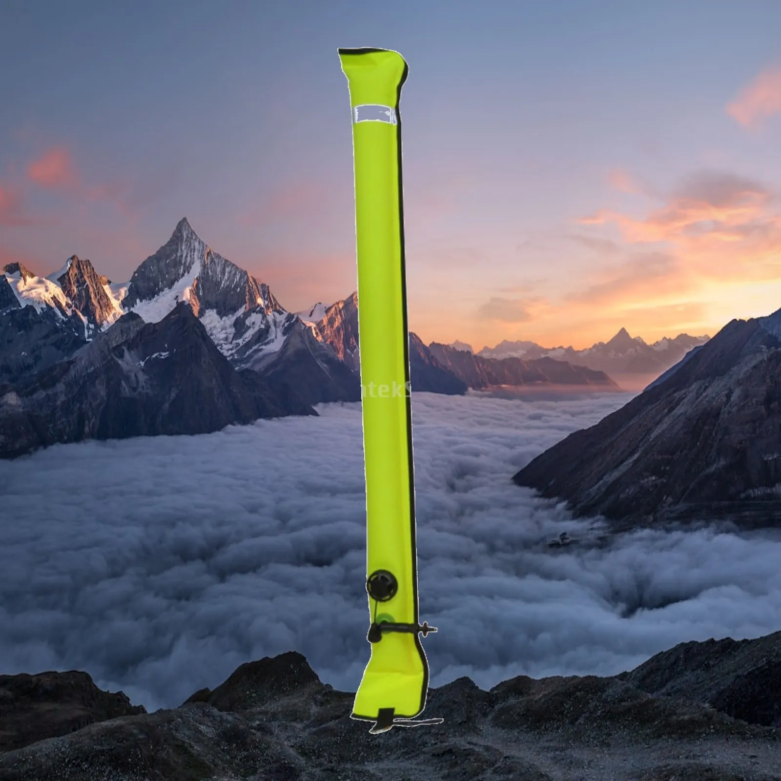 Diving Surface Marker Buoy Equipment High Visibility Portable Inflatable Signal Tube Float Reflective Strip for Water Sports