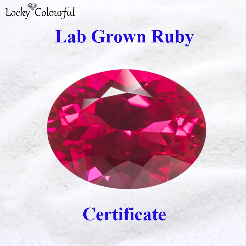 

Lab Grown Ruby Oval Shape Red Color Top Quality Charm Beads for DIY Jewelry Making Earrings Ring Material Selectable Certificate