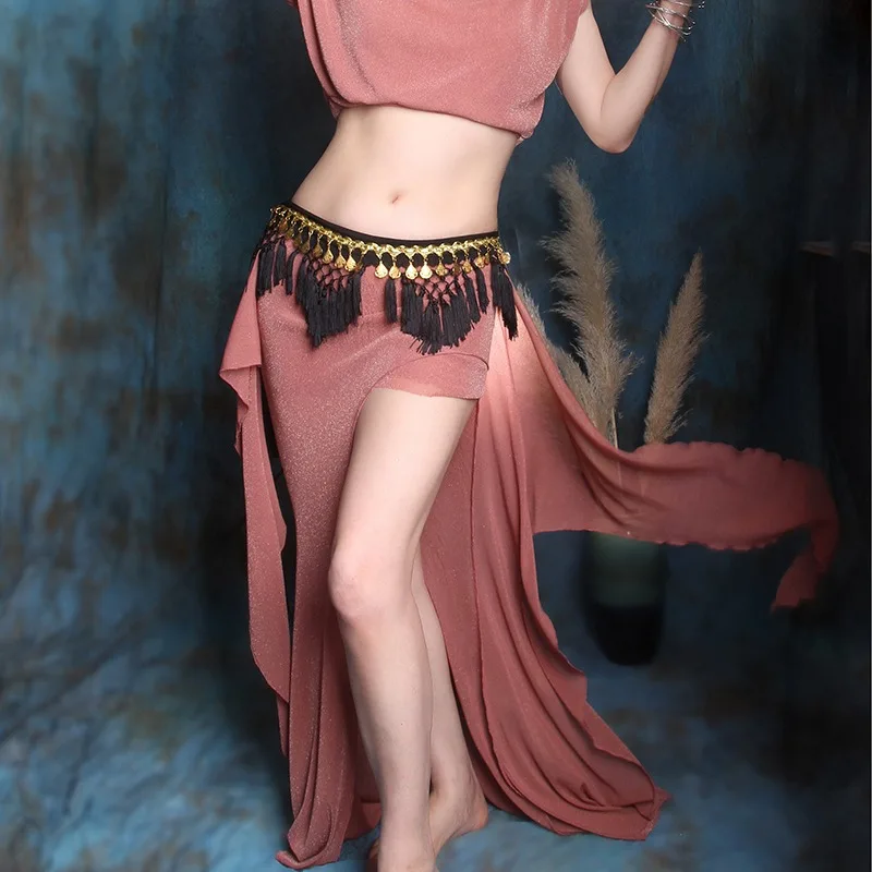 Costumi di danza del ventre personalizzati Abito da pratica Elegante set di abiti da spettacolo in rete