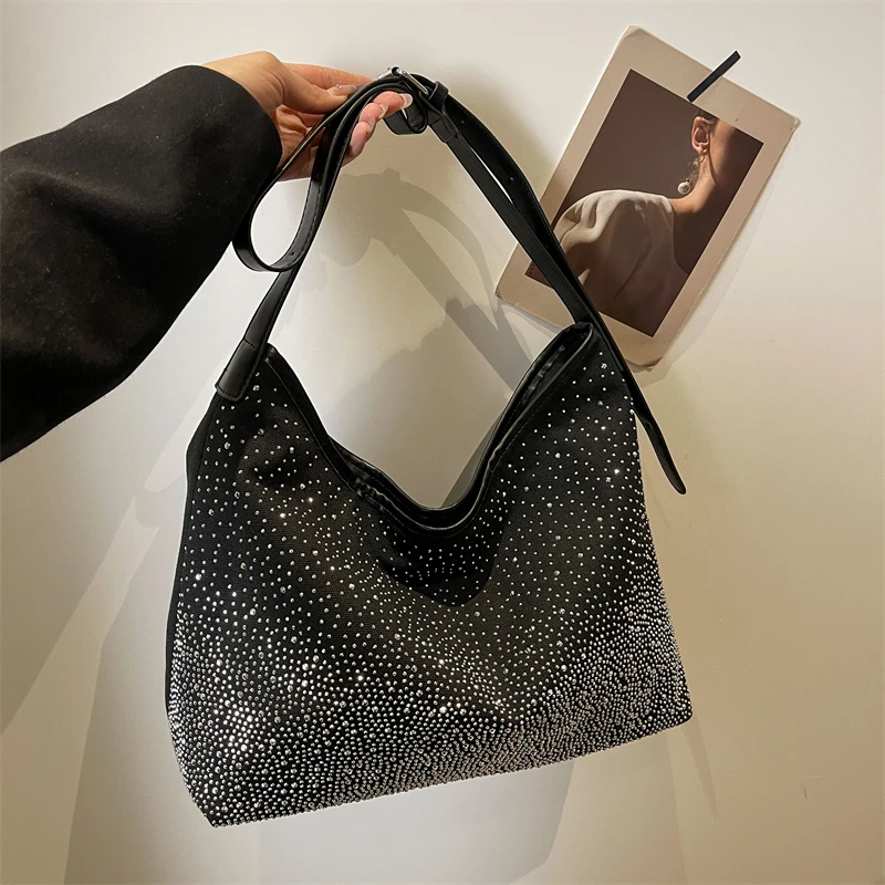 Fashion Shiny Zipper Ladies Tote Bags Light Luxury 2024 Gradient Design Shoulder Bags for Women New Bolsas Para Mujeres