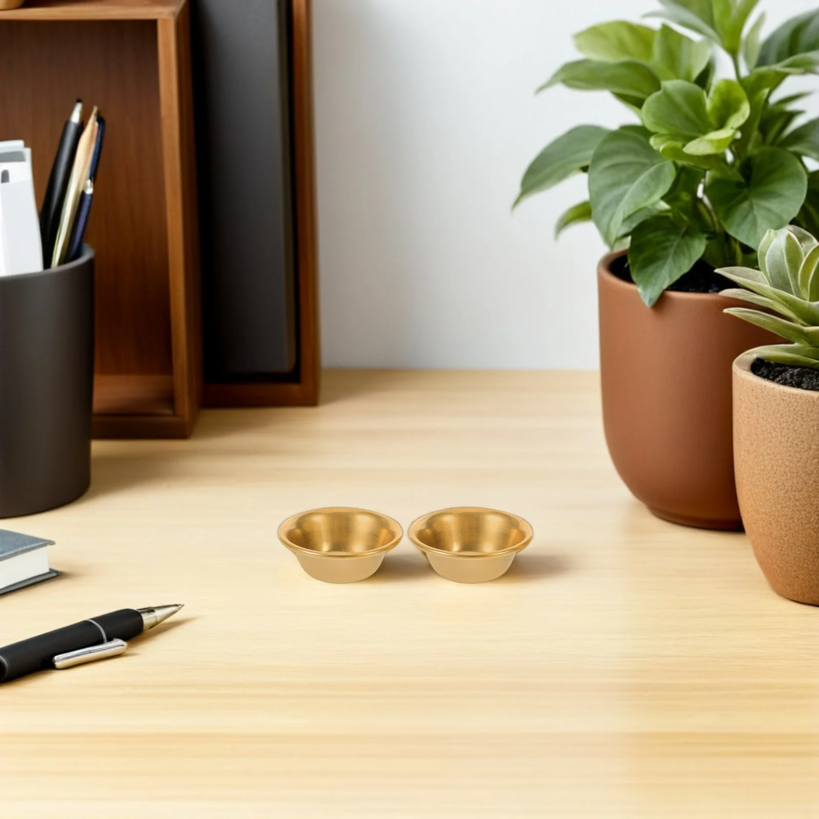 8 قطعة وعاء تقديم نحاسي صغير 2 بوصة وعاء مياه بوذي صغير من النحاس للطقوس المقدس معبد التأمل أكواب ديكور المنزل #3