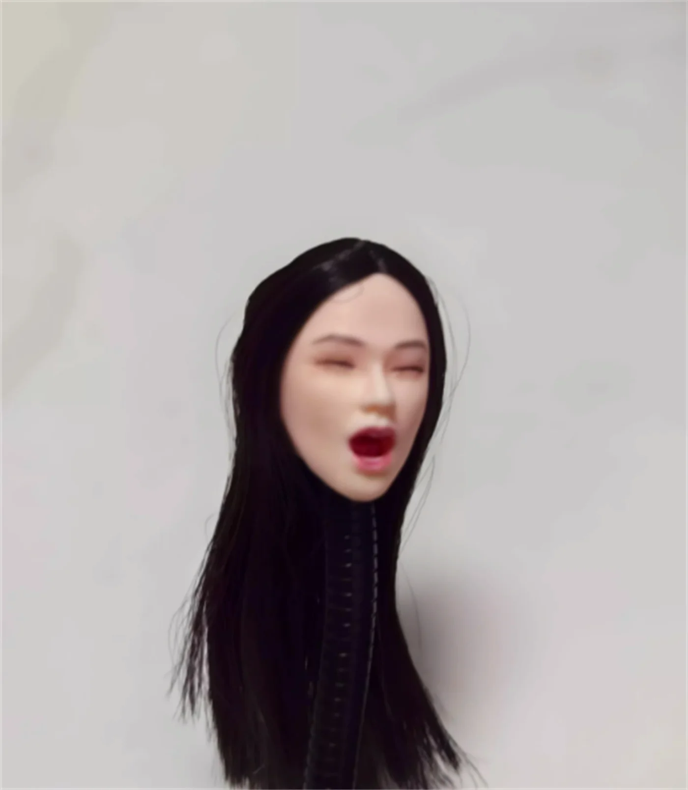 

1/6 Scale Expression Cute Head Sculpt Open mouth Sing Head Carving Beauty Black Hair Model Fit 12'' Female Soldier Figure