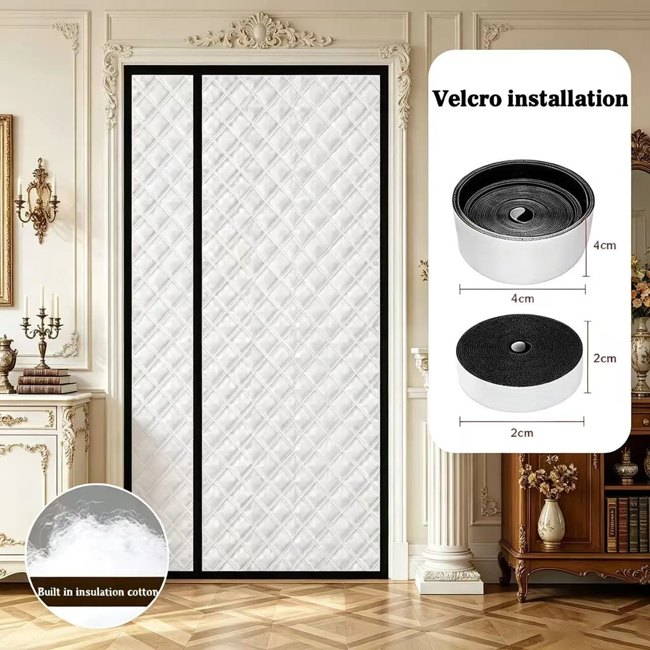 Black Customizable Winter Side Opening Warm Cotton Door Curtainwindproof and Cold Proofdouble-layer Thick Warm Blackout Curtain