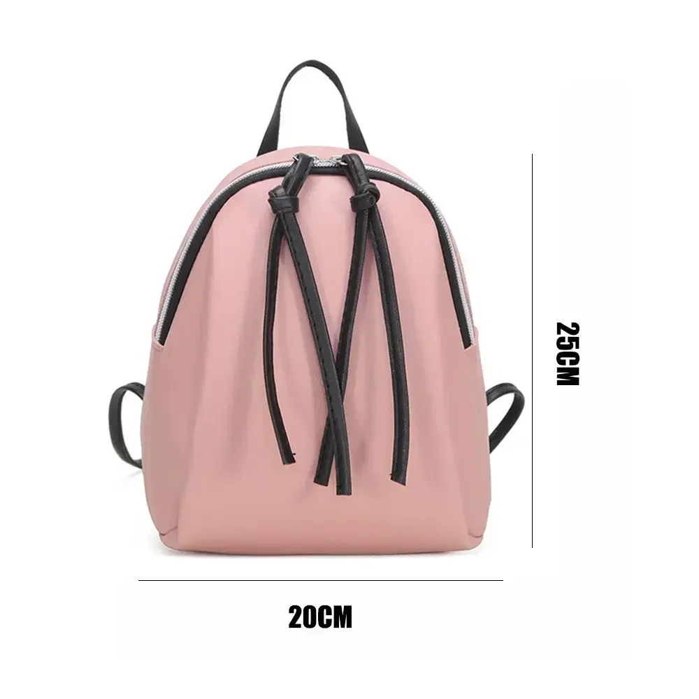 Women Fashion Mini Backpack Simple Solid Color Adjustable Small Backpacks PU Leather Student Bookbags Casual Traveling Bags