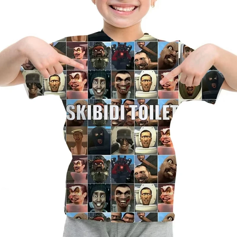 New Summer 3D Game Skibidi Toilet Cameraman Printing T Shirt For Men Kid Fashion Funny Short Sleeves Vintage Tee Shirts Clothing
