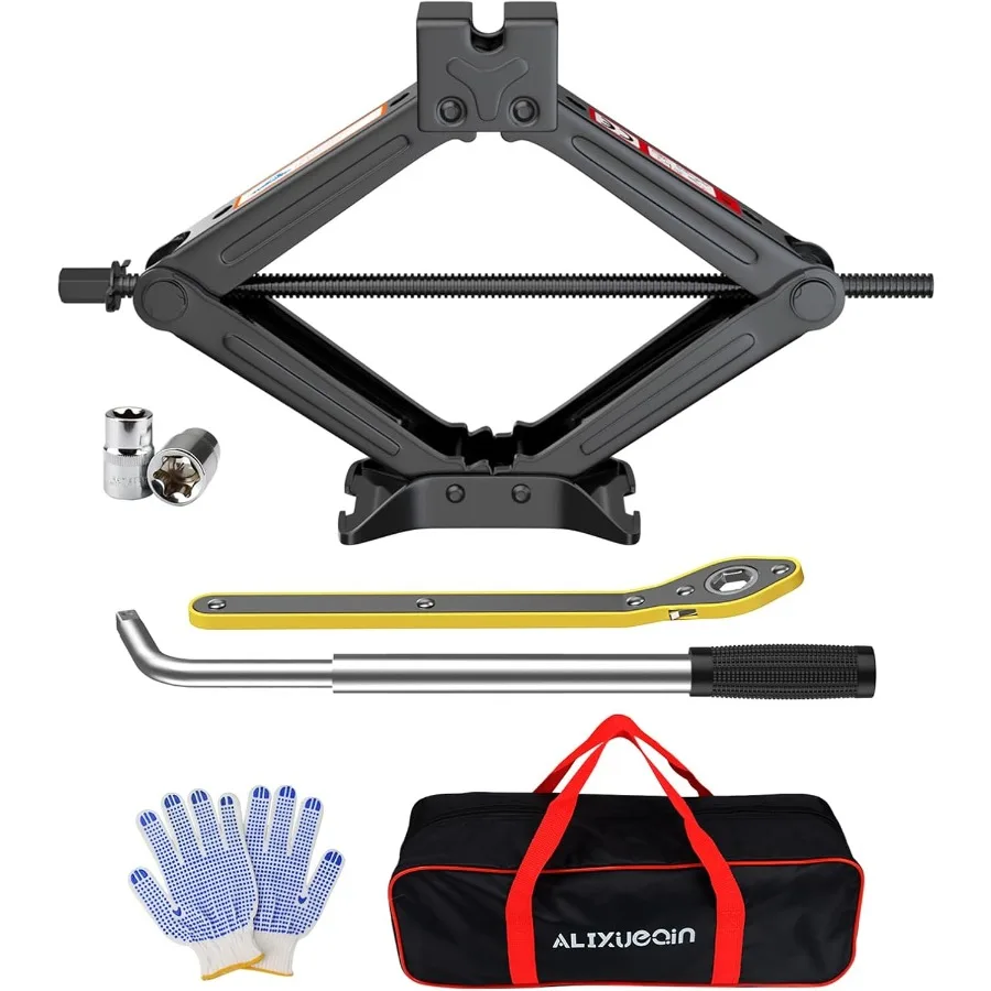 

Universal Scissor Jack for Car with 2 Ton 4409 lbs Capacity Ideal for Sedan SUV MPV Tire Changing Includes Lug Wrench for Easy