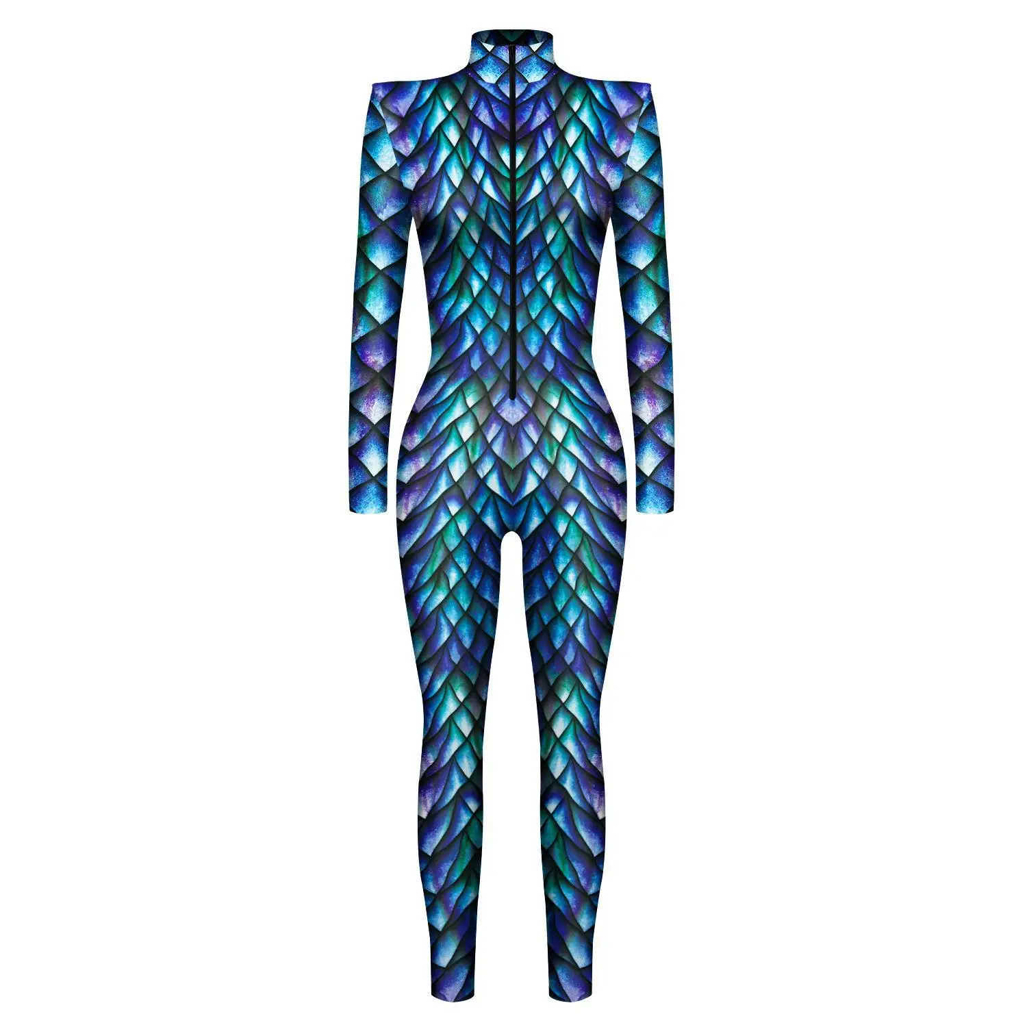 Damen Herren 3D-Gedruckter Tier-Schlangenschädel Cosplay-Bodysuit Erwachsenen-Halloween-Cosplay Zirkus-Radfahrer-Kostüm Karneval-Jumpsuit – Detail 4