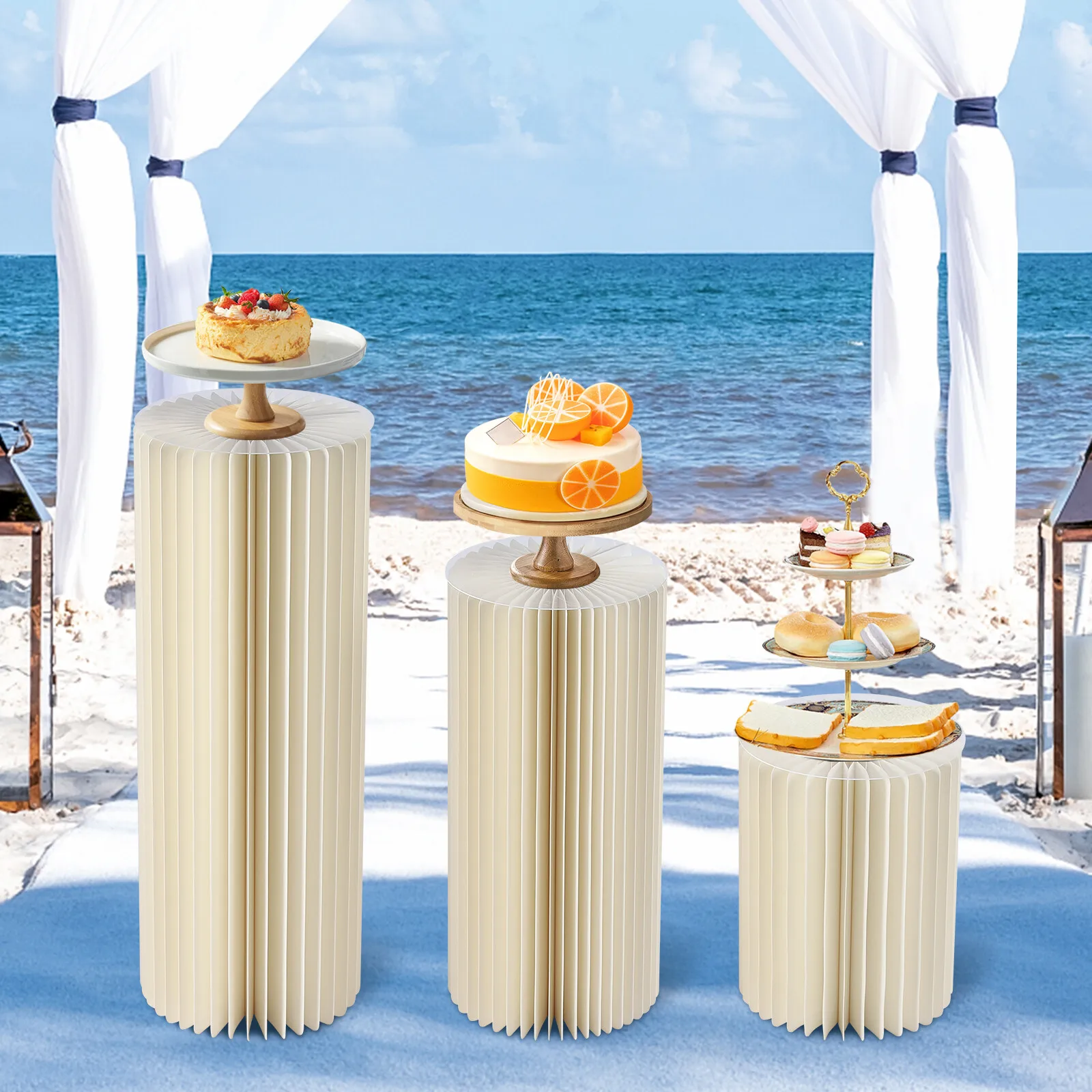 

Cylinder Pedestal Wedding Cake Flowers Display Stand Decoration Dessert Table