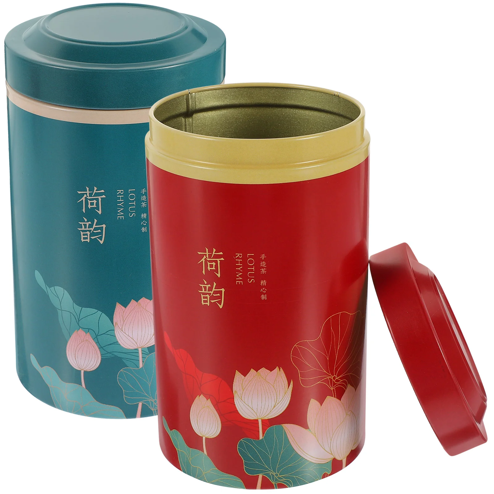 

2 Pcs Spices Tea Airtight Can Teapot Herb Container Tinplate Loose Storage Containers Household