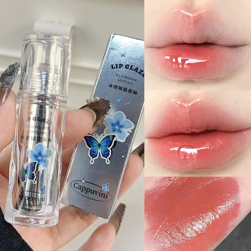 6 Colors Water Light Lip Gloss Moisturizing Lasting No Fading Butterfly Iced Mirror Liquid Lipstick Sexy Red Lip Makeup Cosmetic