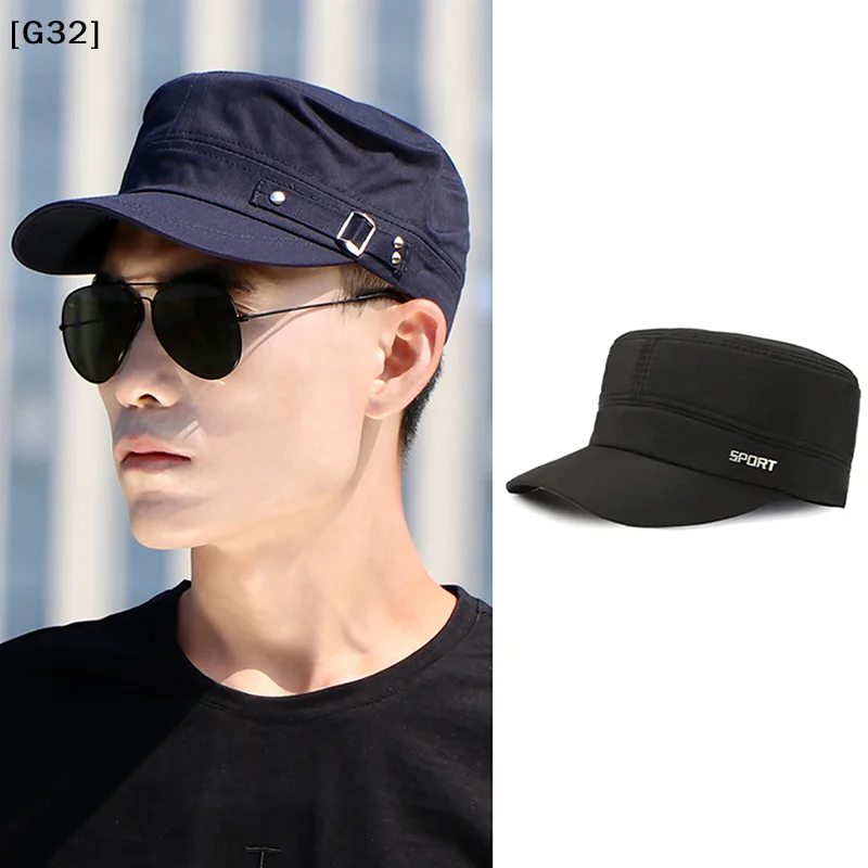 Men Women Pure Color Cotton Flat Top Cap Spring Summer Autumn Adjustable Visor Hat Multiple Colors Available[G32]