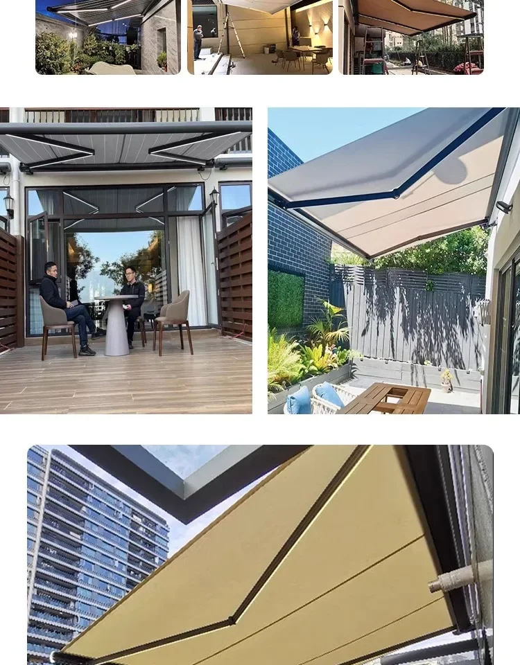

Full box electric awning outdoor folding telescopic awning