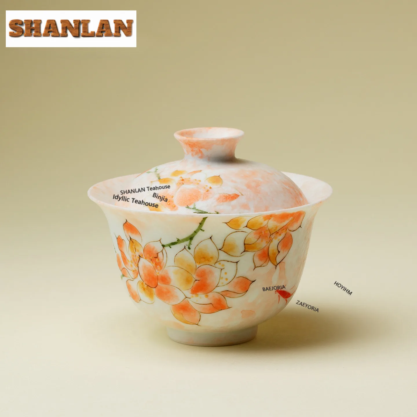 

Pastels Pink Magnolia Gaiwan Traditional Tea Tureen Household Tea Bowl With Lid Kit Tea Maker Cover Bowl For Tea Decoration Gift