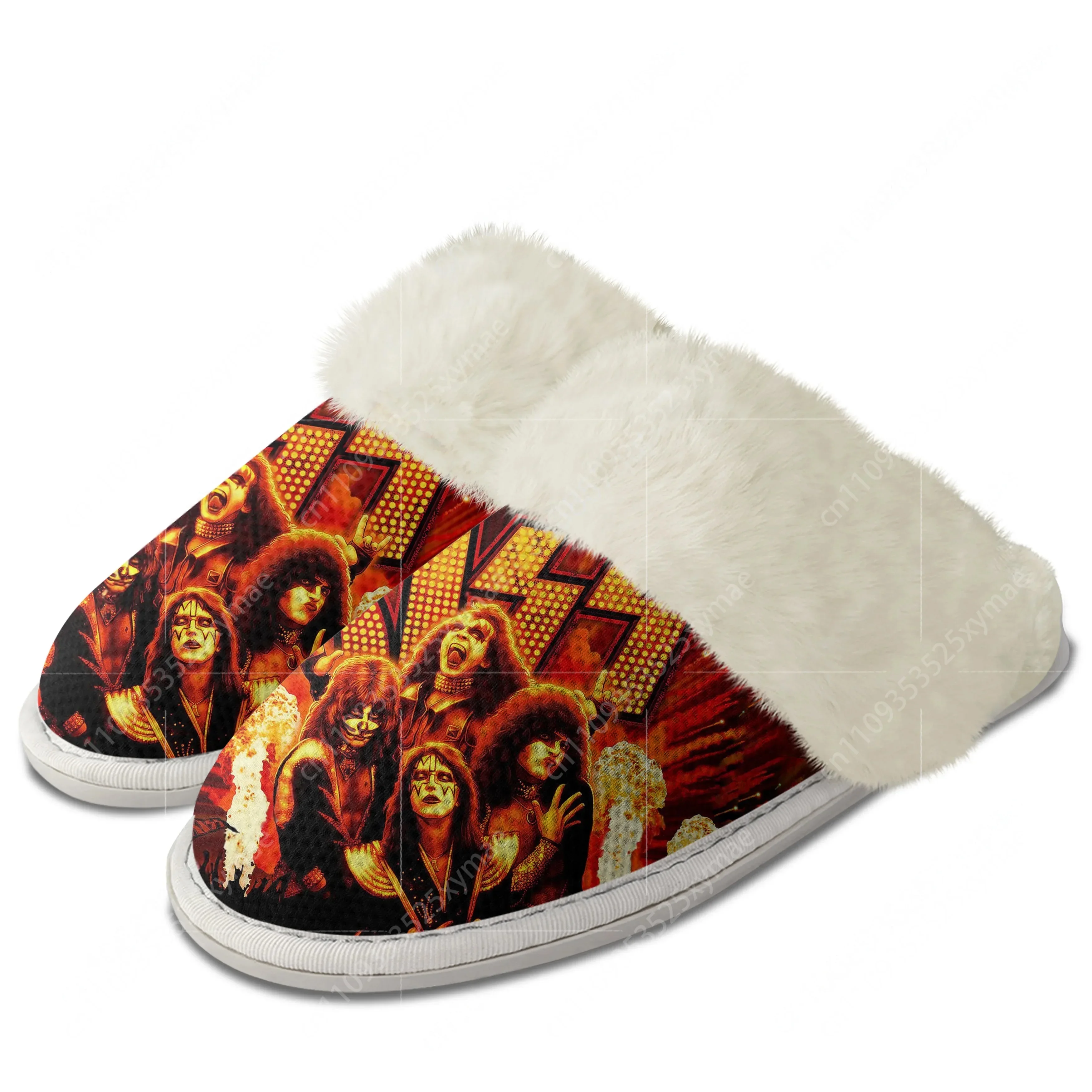 Pantuflas de Felpa de la Banda de Rock Kiss Heavy Metal, Calzado Cálido para Hombre y Mujer, Cosplay, Transpirables, de Algodón, Térmicas y Ligeras para el Hogar