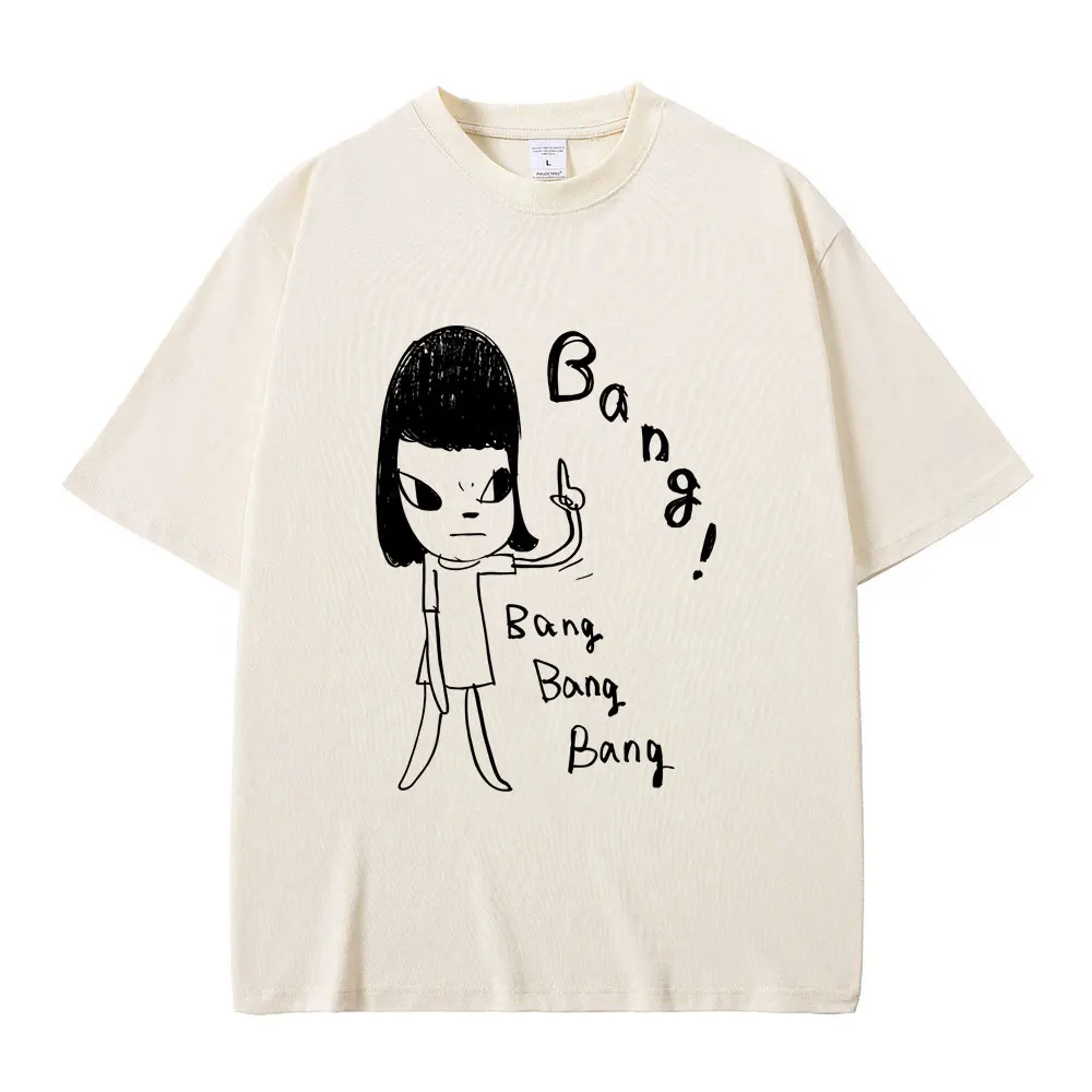 

Funny Yoshitomo Nara Bang T Shirts Men Women Casual Funny T-shirt Male Vintage Oversized Streetwewr Unisex Pure Cotton Tshirt