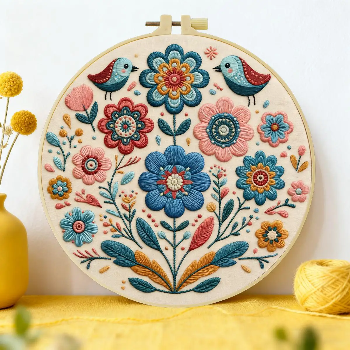 1 Stück 20X20CM/15X15CM 7,87/6,3 Zoll Pflanzen-Stickerei-Starter-Kit DIY-Kit DIY-Stickerei-Set Handarbeiten Nähkunst Nadelkunst – Detail 1