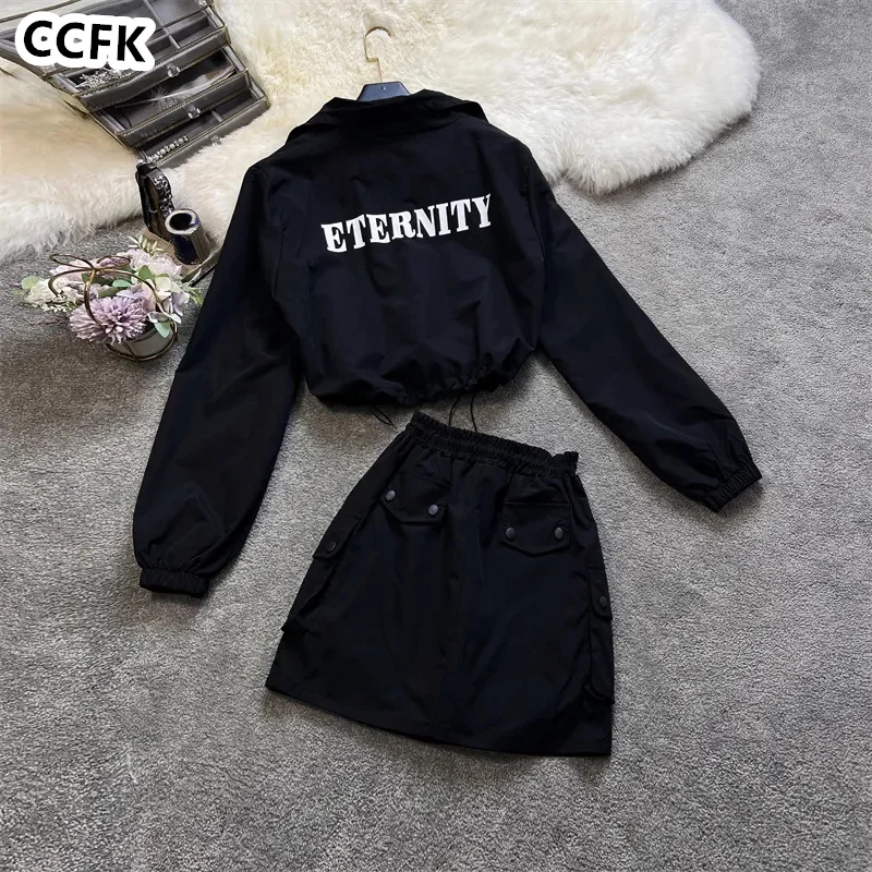 Techwear Grunge Aesthetic Skirt Set Emo Egirl Clothes Black Sporty Women Vintage Gothic Hoodies Cargo Skirts Y2k 2023 Autumn New