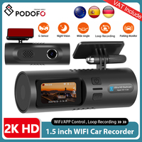 Podofo 1.5Inch Dash Cam 2K HD Car DVR Camera Loop Video Night Vision Car Recorder With WIFI APP Control Front And Inside GSensor