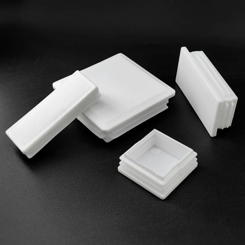 White Rectangular Pipe Plug Square Plastic Blanking End Caps Table Pipe Inserts Plug Anti Slip Furniture Foot Cover 15~120mm