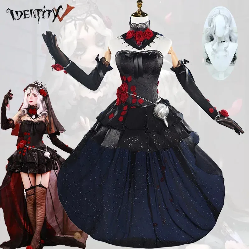 

Game Ada Messmer Psychologist Cosplay Costume Identity V Black Dress Uniform Wig Halloween Carnival Party Suits Full Set Women