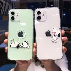 Snoopy Cute Cartoon Transparent Phone Case For iPhone 15 14 13 12 11 Pro Max Xr Xs Max 14 Plus 8 Plus Case Cute Soft Cover Y2k