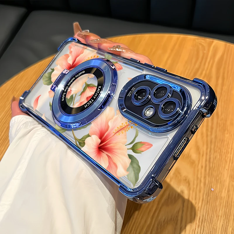 Fashion Flower Pattern Phone Case For OPPO A5i Pro A5s A5X A3X A1 A2 A5 2020 Four Corners Anti Drop Transparent Soft Covers Etui