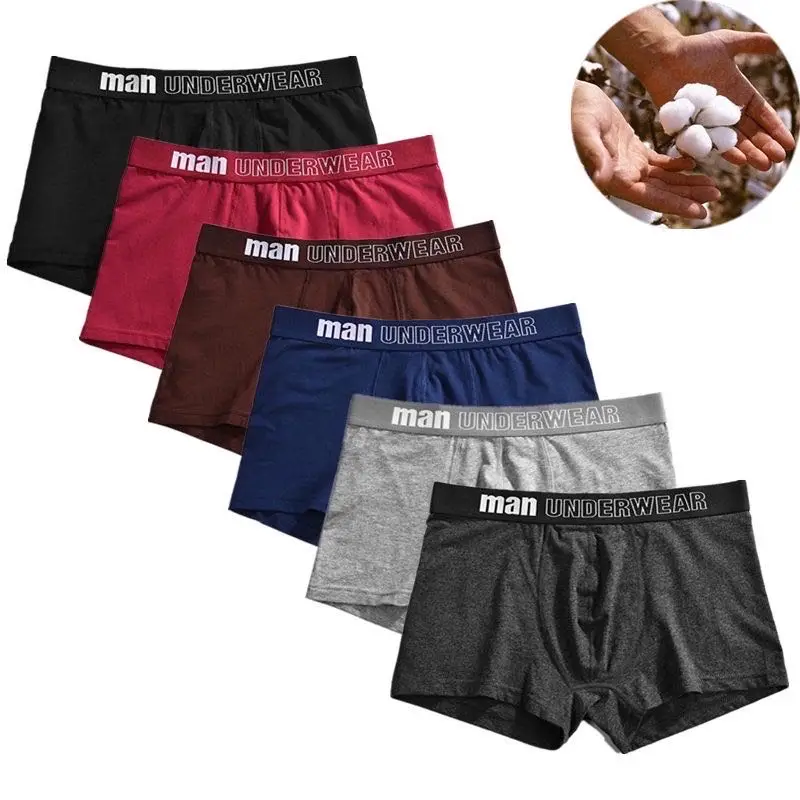 6Pcs/ Men's Shorts High Quality Cotton Underwear Sexy Breathable Antibacterial Boxer Shorts Boxer High Stretch Underwear for Men