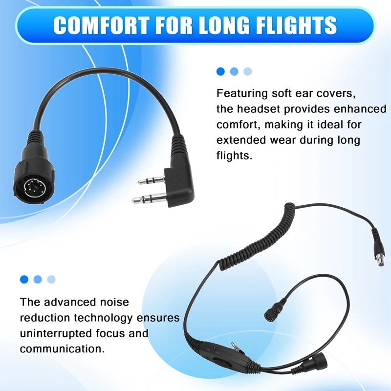 Noise Cancelling Aviation Microphone Headset Walkie Talkie Earpiece Head-Mounted Noise Reduction Ear Covers