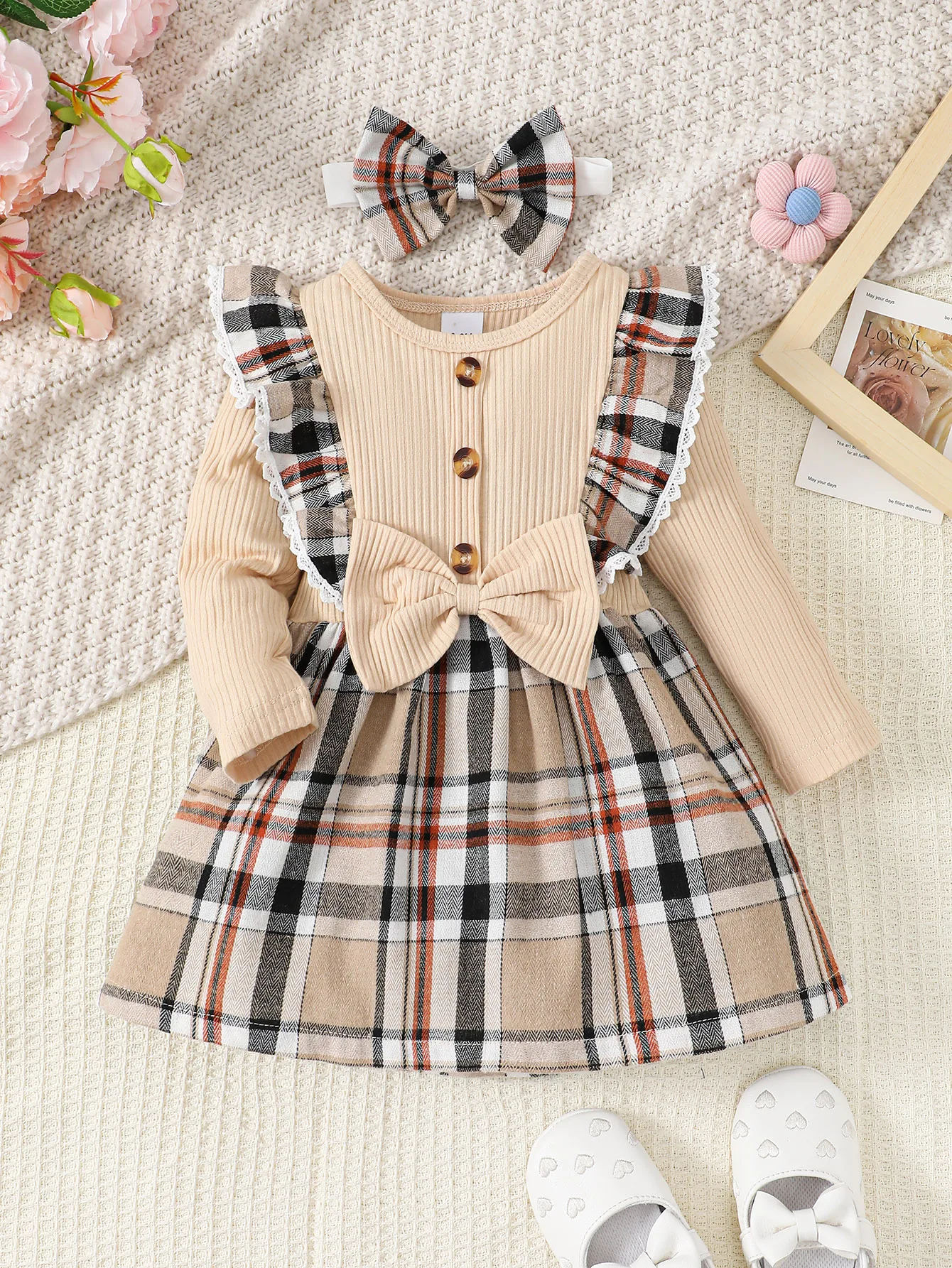 Fashion girls' two-piece dress set with pit stripe dress, comfortable fabric, fashionable, romantic and elegant