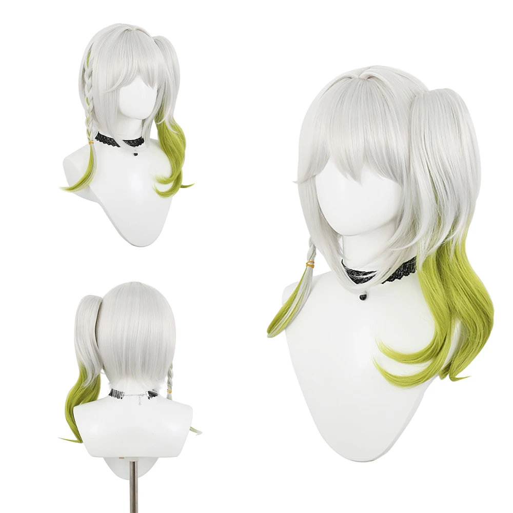 

Nahida Cosplay Wig for Premium Heat Resistant Synthetic Hair Silver Green Gradient Ponytail Wig for Anime Expo Comic Con