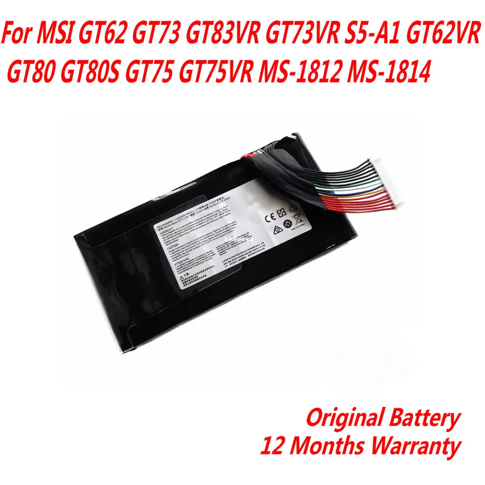 Imagem -03 - Bateria Original do Portátil para Msi 14.4v 5225mah Bty-l78 Gt62 Gt62vr Gt80 Gt80s Gt73 Gt83 Gt73vr Gt83vr Gt75vr Ms1812 Ms-1814