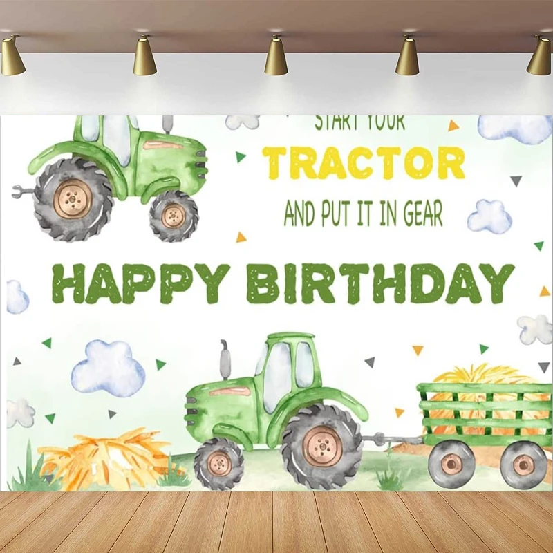 Tractor Photography Backdrop Birthday Party Decor Start Your Tractor And Put It In Gear Background Farm Theme Cake Table Banner