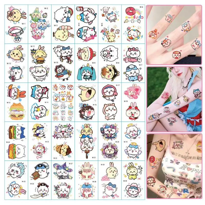 

30Pcs/set Cartoon Cute Chiikawa Temporary Tattoo Stickers Waterproof Tattoo For Funny Birthday Party Gift