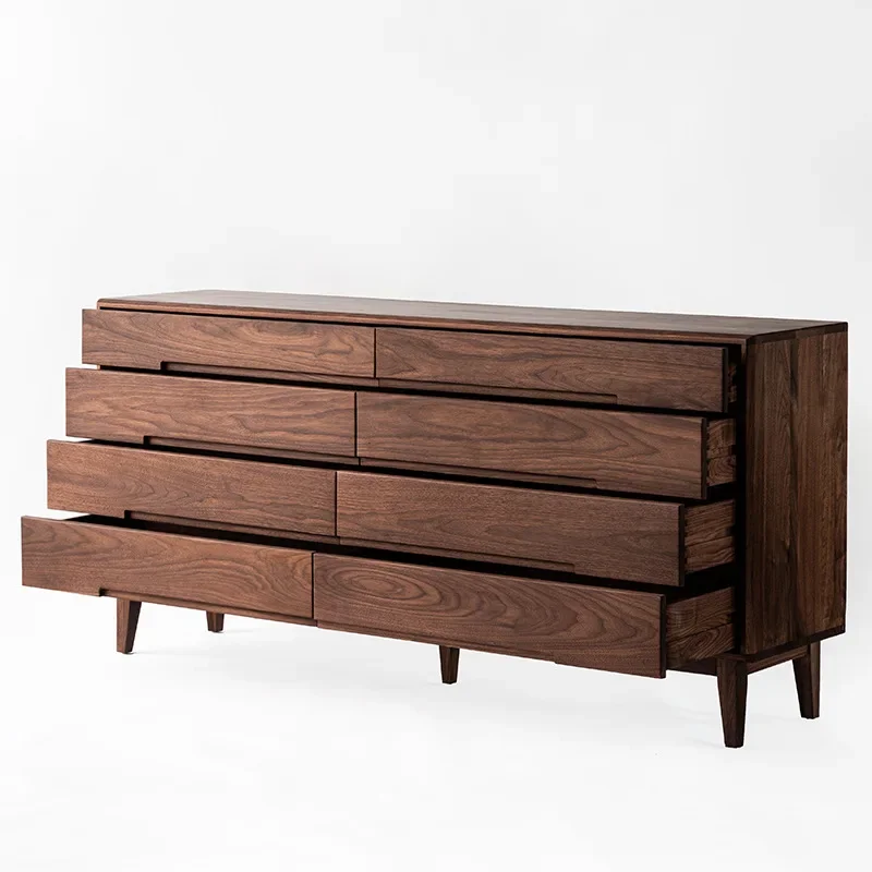 

Nordic solid wood chest, North American black walnut log eight-bucket cabinet, Japanese simple storage cabinet