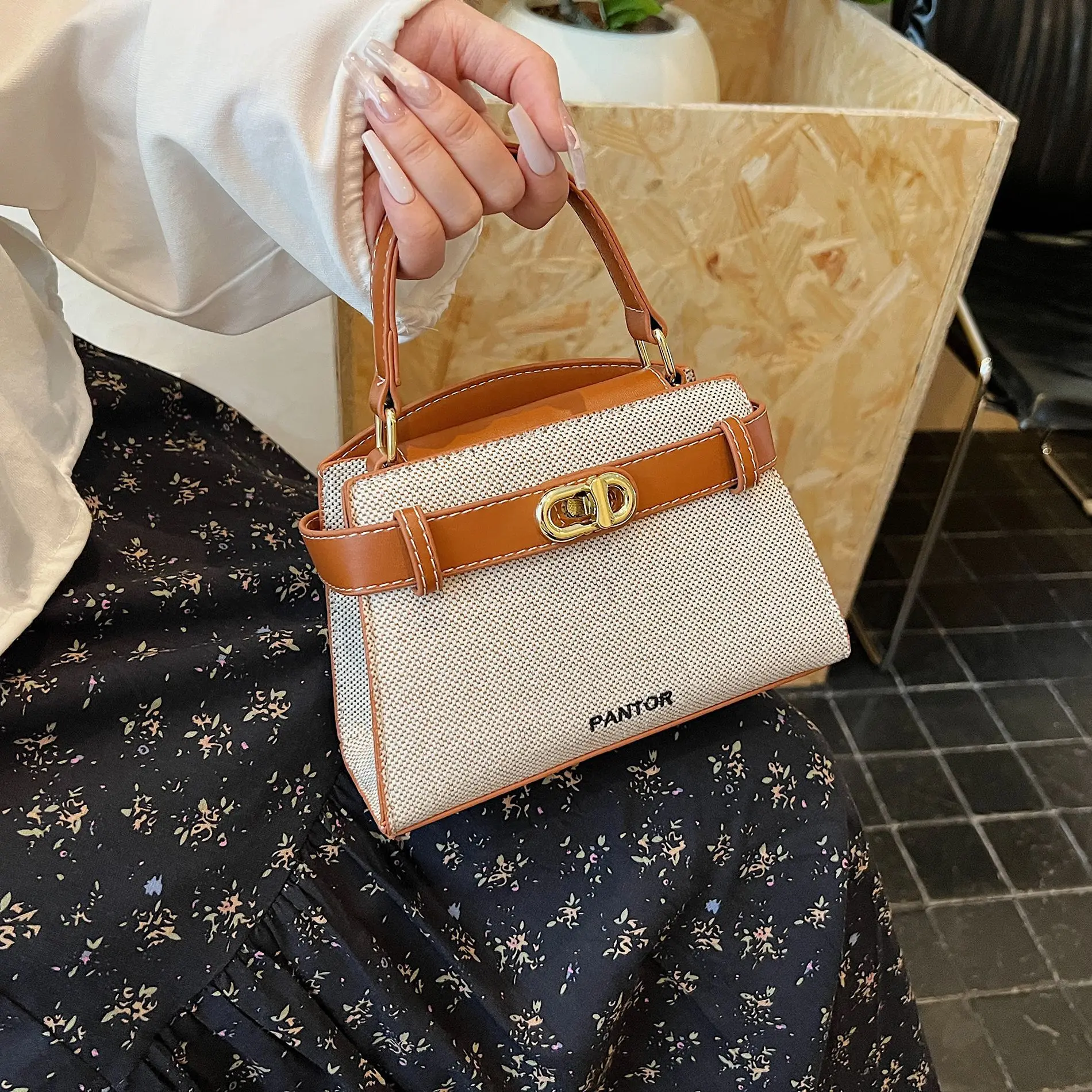 

2026 Women's Patchwork Kelly Bag Luxury Leather Shoulder Bag Fashion Crossbody Purse European Style Top Handle