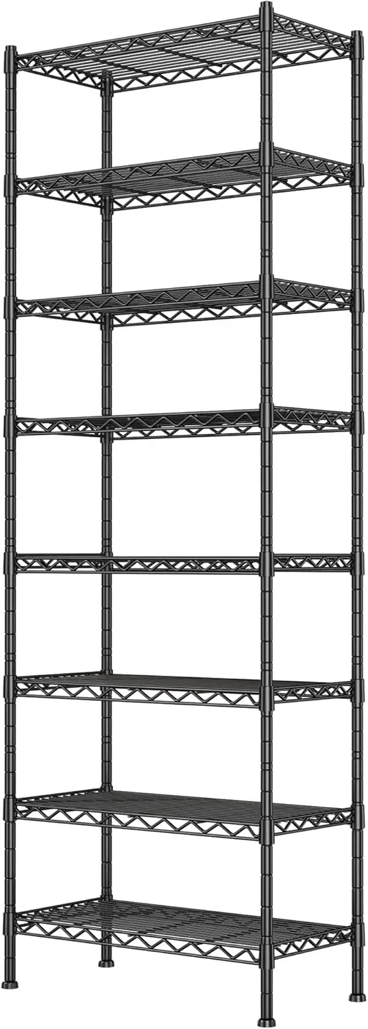 

Heavy-Duty Adjustable Metal Shelves 1600Lbs Capacity, 24x14x72.2 Inches for Garage Kitchen Laundry Storage, Black