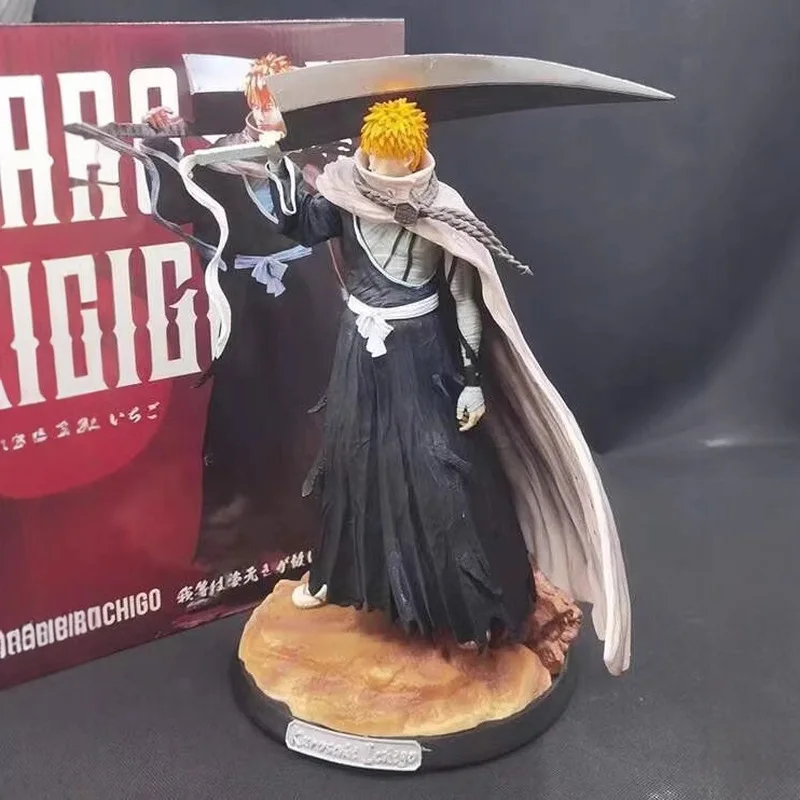 35cm Bleach Kurosaki Ichigo With a cloak Standing Anime Figure Model Gk Statue Collection Desktop Decoration Ornament Toys Gifts